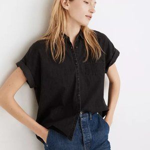 Madewell Black Short Sleeve Button-Down Shirt